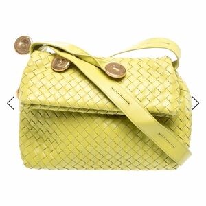 Bottega Veneta Woven Leather Shoulder Bag in Lemon green Yellow